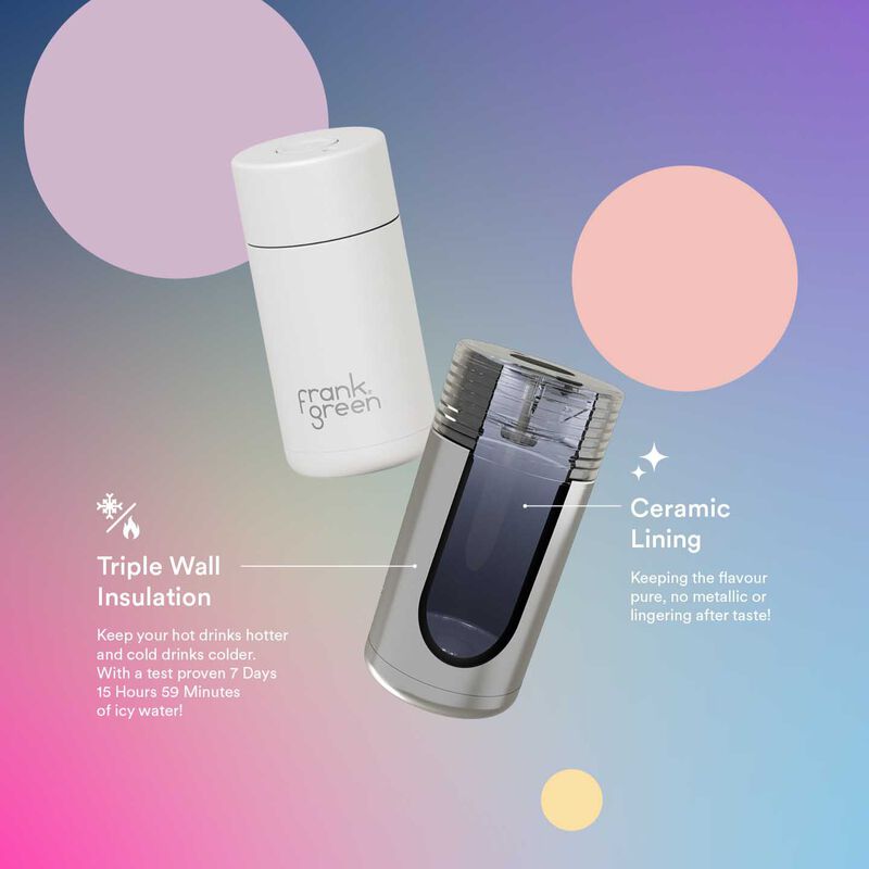 frank green 12oz Ceramic Cup with Push Button Lid Neon Pink image number 1